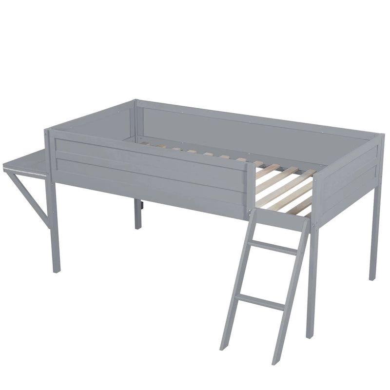 Letto a soppalco singolo con scrivania e luci LED