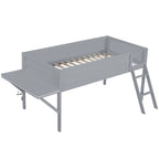 Letto a soppalco singolo con scrivania e luci LED