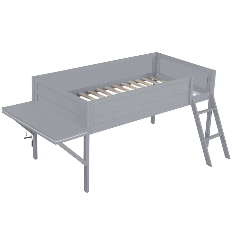 Letto a soppalco singolo con scrivania e luci LED