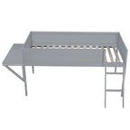 Letto a soppalco singolo con scrivania e luci LED