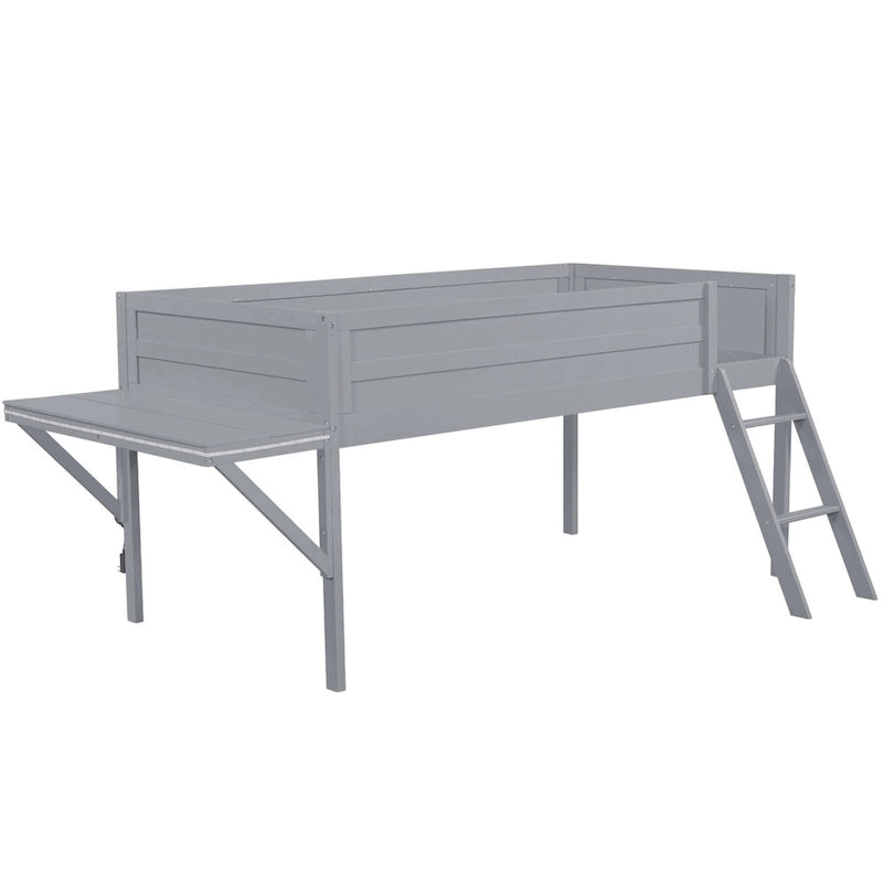 Letto a soppalco singolo con scrivania e luci LED