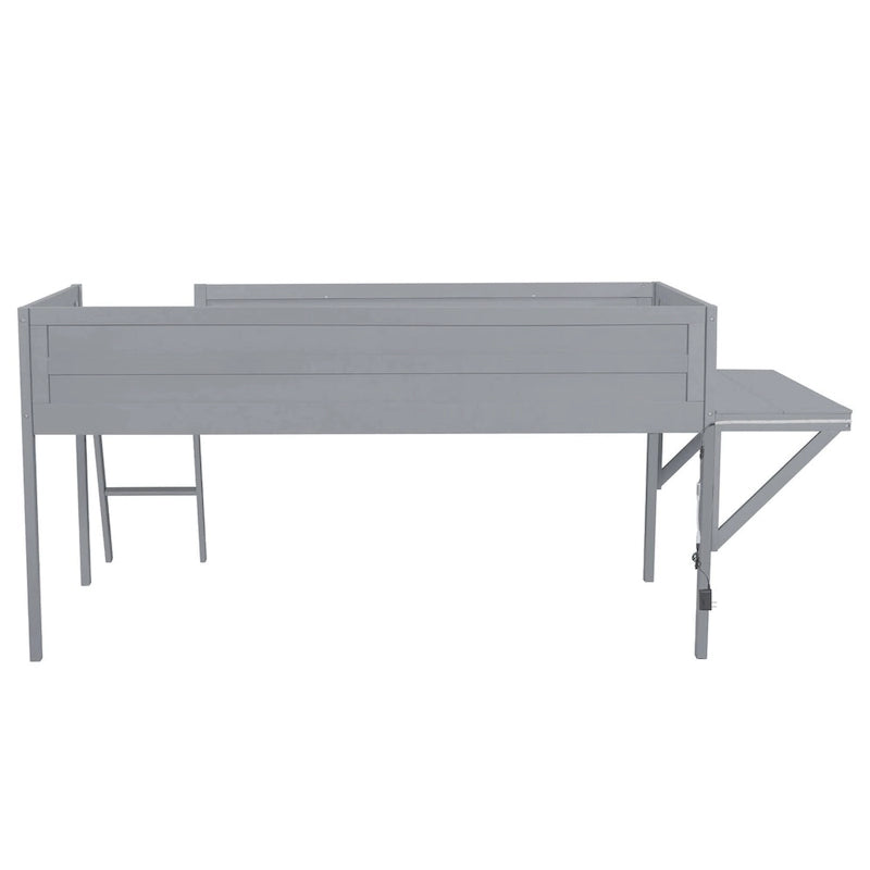 Letto a soppalco singolo con scrivania e luci LED