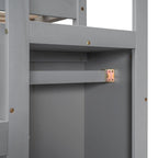 Full Size Loft Bed with Built-in Storage Wardrobe and Staircase