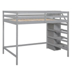 Letto a soppalco full-size con armadio e scala contenitore