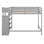 Letto a soppalco full-size con armadio e scala contenitore