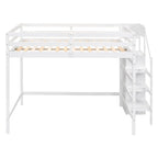 Letto a soppalco full-size con armadio e scala contenitore