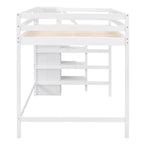 Letto a soppalco full-size con armadio e scala contenitore