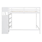 Letto a soppalco full-size con armadio e scala contenitore