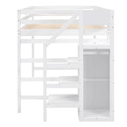 Letto a soppalco full-size con armadio e scala contenitore