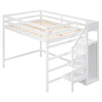 Letto a soppalco full-size con armadio e scala contenitore