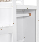 Letto a soppalco full-size con armadio e scala contenitore