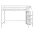 Letto a soppalco full-size con armadio e scala contenitore