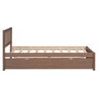 Letto a piattaforma in legno per letto singolo con letto estraibile - Finitura noce