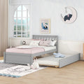 Letto a piattaforma in legno grigio singolo con letto estraibile