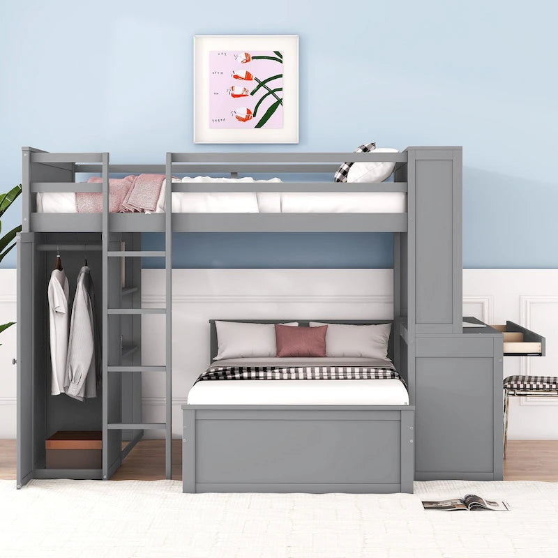 Letto a soppalco full-size con letto singolo indipendente