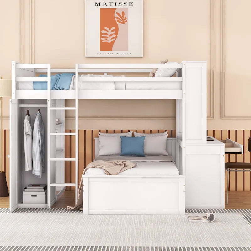Letto a soppalco full-size con letto singolo indipendente