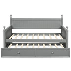 Divano Letto con Struttura in Legno, Formato Singolo con Letto Estraibile, Divano Letto Singolo