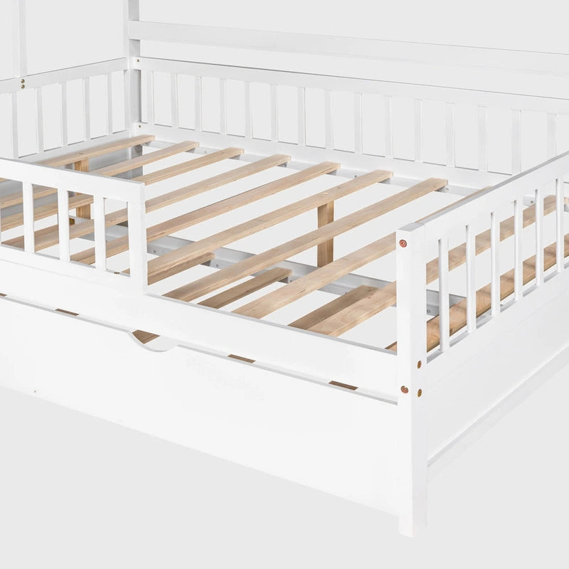 Struttura letto a casetta a grandezza naturale con letto estraibile singolo
