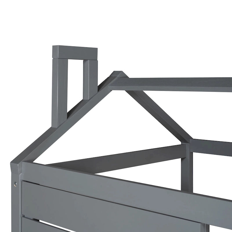Nestfair Twin Size House Style Wood Bed with Trundle