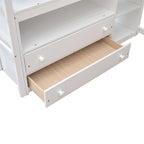 Merax Wood Loft Bed with Desk, Shelves and Drawers