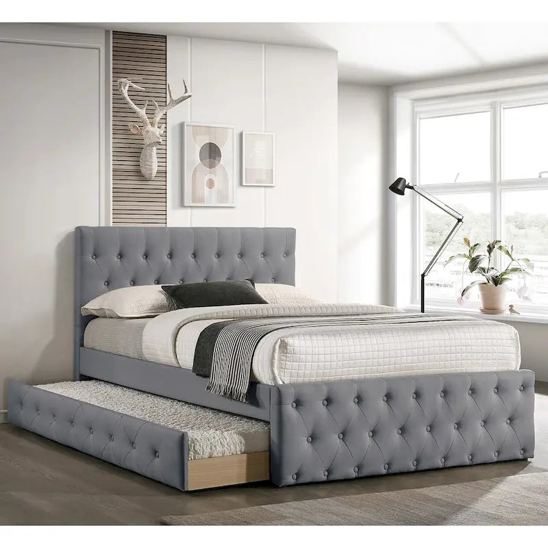 Letto matrimoniale imbottito con letto estraibile