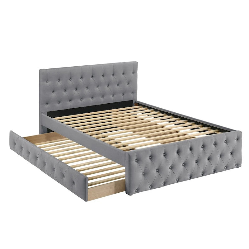 Letto matrimoniale imbottito con letto estraibile