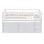 Letto basso a soppalco con scrivania estraibile e 4 cassetti – Twin/Full