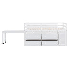 Letto basso a soppalco con scrivania estraibile e 4 cassetti – Twin/Full