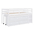 Letto basso a soppalco con scrivania estraibile e 4 cassetti – Twin/Full