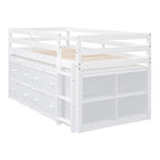 Letto basso a soppalco con scrivania estraibile e 4 cassetti – Twin/Full