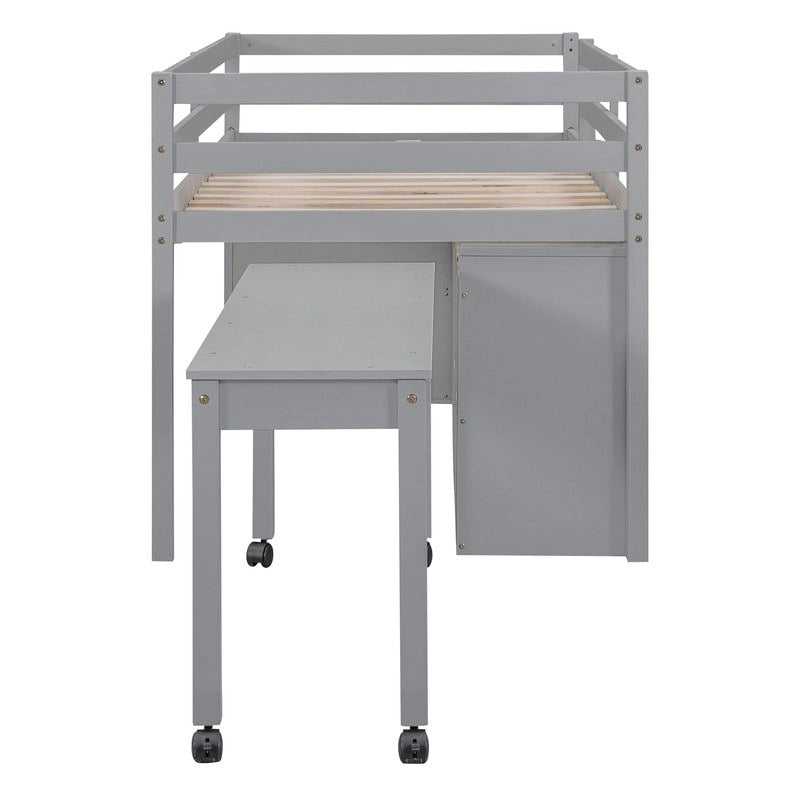 Letto basso a soppalco con scrivania estraibile e 4 cassetti – Twin/Full