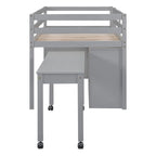 Letto basso a soppalco con scrivania estraibile e 4 cassetti – Twin/Full