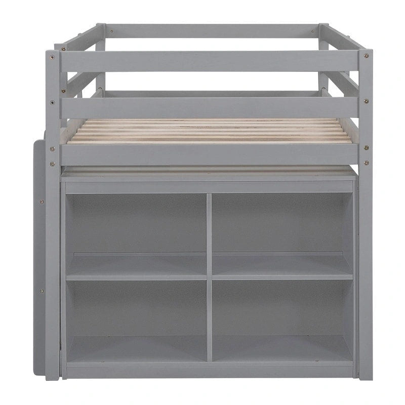 Letto basso a soppalco con scrivania estraibile e 4 cassetti – Twin/Full