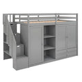 Twin Size Loft Bed with Built-in Shelves and Drawers