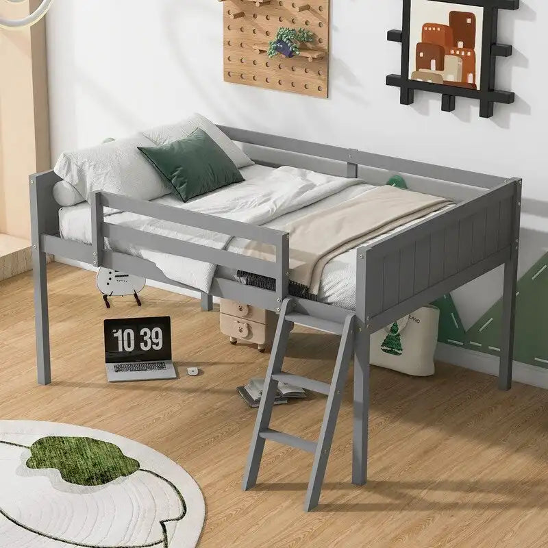 Letto a soppalco basso a una piazza e mezza con scaletta