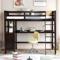 Solid Wood Twin Size Loft Bed with Drawers, Desk, and Shelves - Space-Saving Wooden Loft Bed - White/Grey/Black