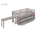 Letto a soppalco singolo con scrivania estraibile e 4 cassetti contenitori