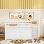 Letto a soppalco singolo con scrivania estraibile e 4 cassetti contenitori