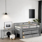 Letto a soppalco singolo con scrivania estraibile e 4 cassetti contenitori