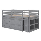 Letto a soppalco singolo con scrivania estraibile e 4 cassetti contenitori