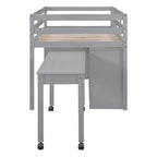 Letto a soppalco singolo con scrivania estraibile e 4 cassetti contenitori
