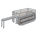 Letto a soppalco singolo con scrivania estraibile e 4 cassetti contenitori