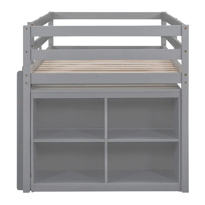 Letto a soppalco singolo con scrivania estraibile e 4 cassetti contenitori