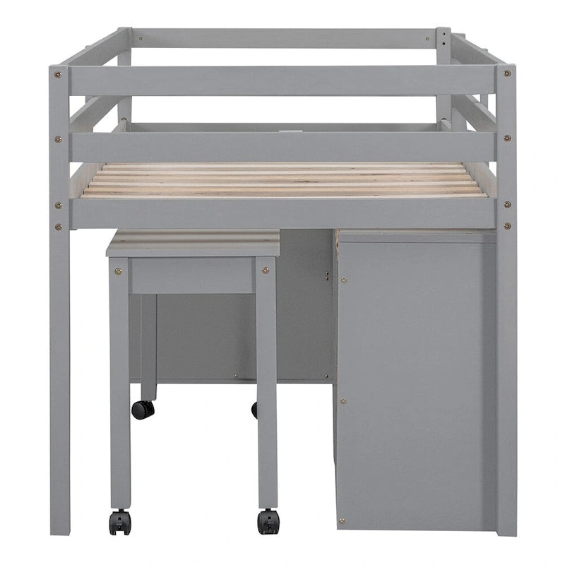 Letto a soppalco singolo con scrivania estraibile e 4 cassetti contenitori