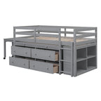 Letto a soppalco singolo con scrivania estraibile e 4 cassetti contenitori