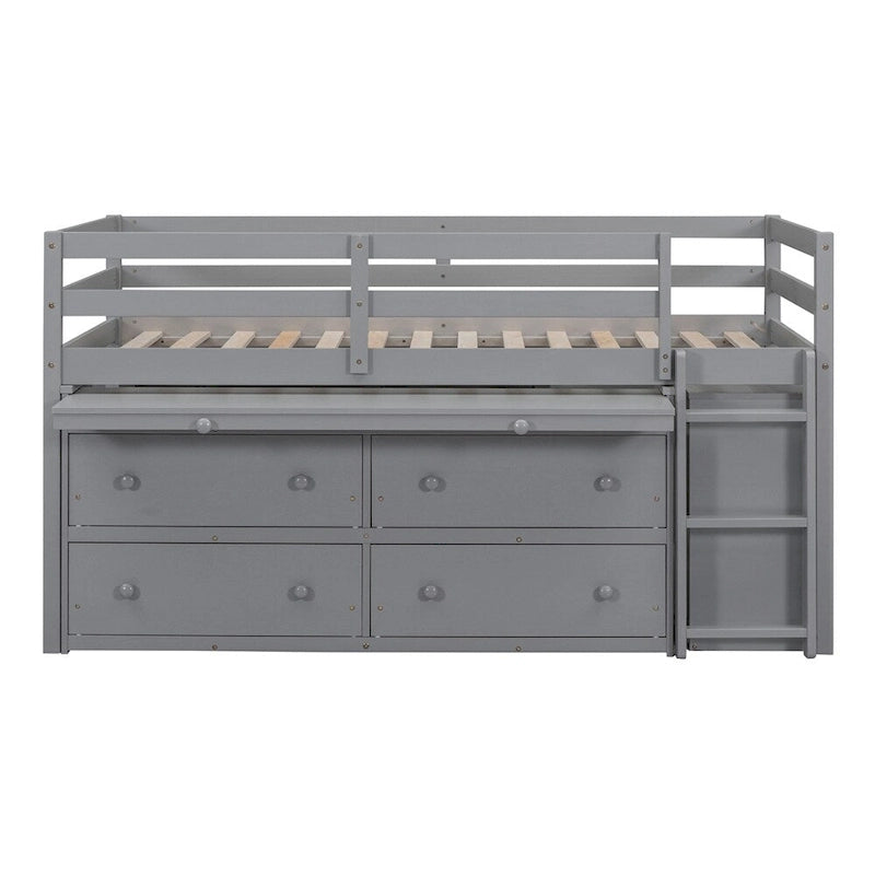 Letto a soppalco singolo con scrivania estraibile e 4 cassetti contenitori