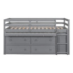 Letto a soppalco singolo con scrivania estraibile e 4 cassetti contenitori