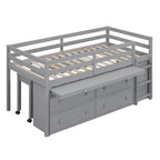Letto a soppalco singolo con scrivania estraibile e 4 cassetti contenitori