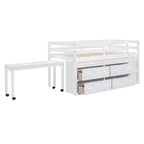 Letto a soppalco singolo con scrivania estraibile e 4 cassetti contenitori