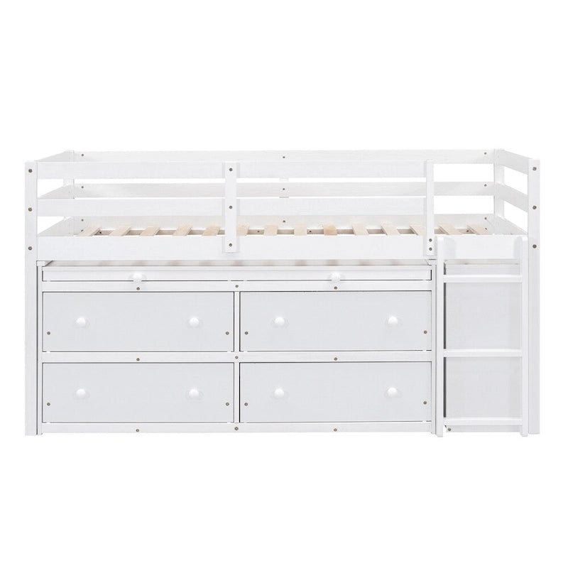 Letto a soppalco singolo con scrivania estraibile e 4 cassetti contenitori